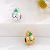 Sterling Silver 999 Pineapple Painted DIY Beads for Handmade Braided Ornaments