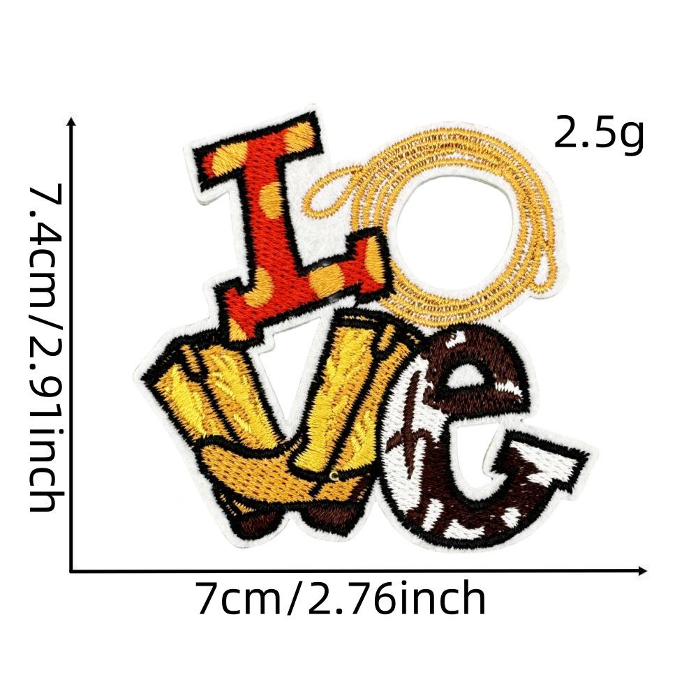 Western Cartoon Boy Denim Iron-On Embroidery Patches for Jackets and Clothing Decor