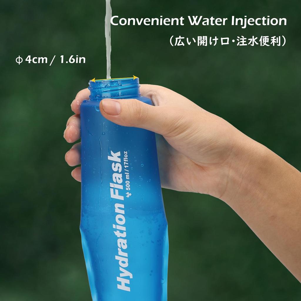 TRIWONDER Soft Flask Running Hiking Water Foldable Water Bottle with Dustproof Trail Soft Water Bottles Pack of Bottle, Bottle, Hydration, Cap,