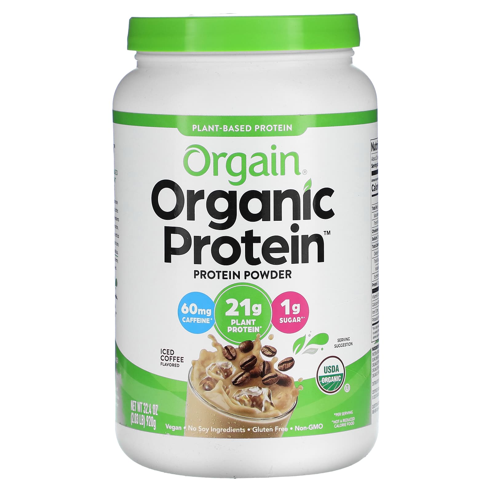 

Organic Protein Powder, Iced Coffee, 920G (2.03Lb)