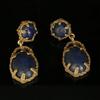 Elegant Lapis Lazuli Geometric Stud Earrings - Vintage High-End Versatile Drops