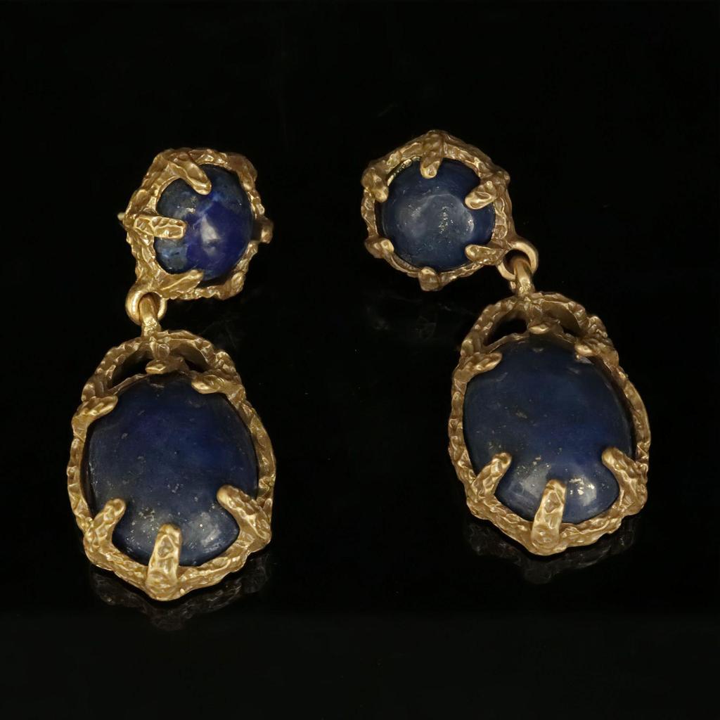 Elegant Lapis Lazuli Geometric Stud Earrings - Vintage High-End Versatile Drops