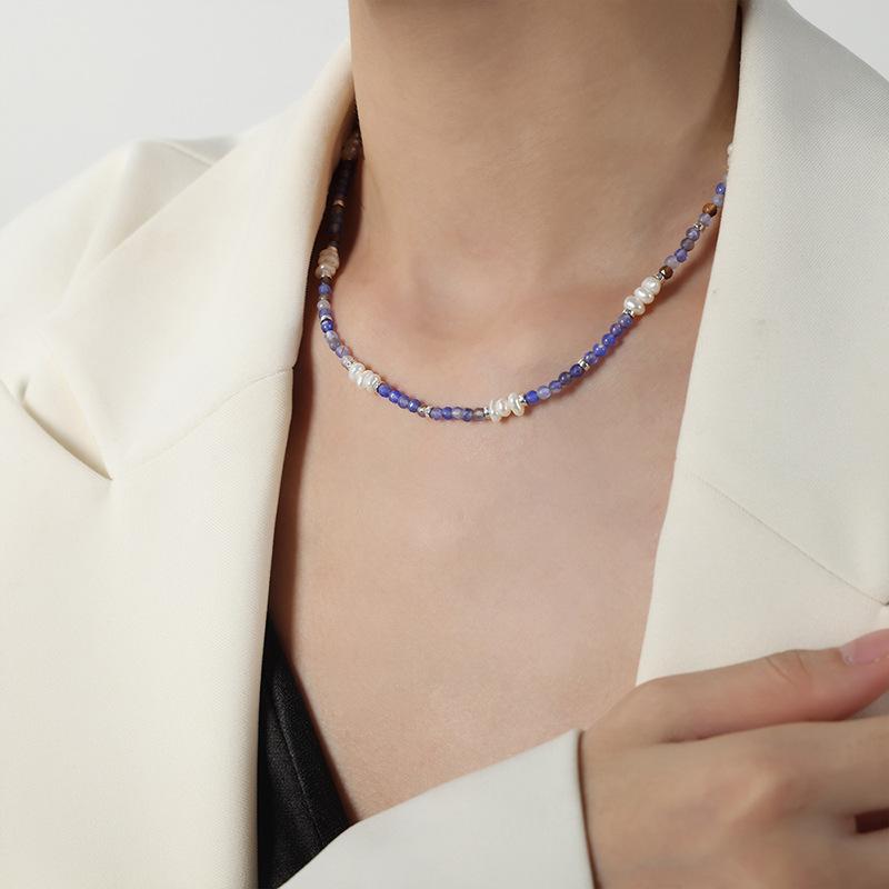 

Натуральный камень ограненный агат пресноводный жемчуг бисерное ожерелье ручной работы аксессуары Майяра темперамент универсальная ключичная цепочка для женщин