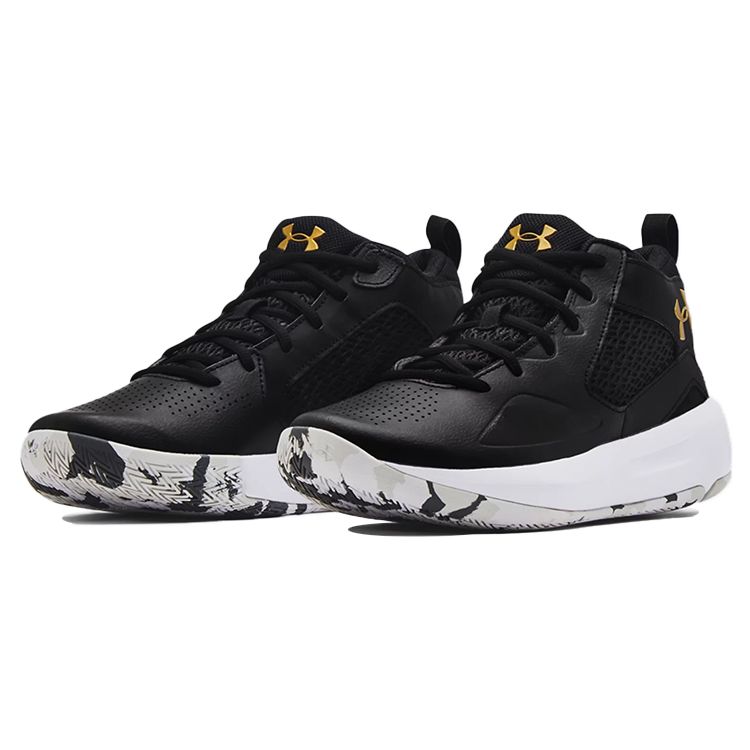 Under Armour Unisex Black White Gold Lockdown 5 Basketball Shoes 3023949-003