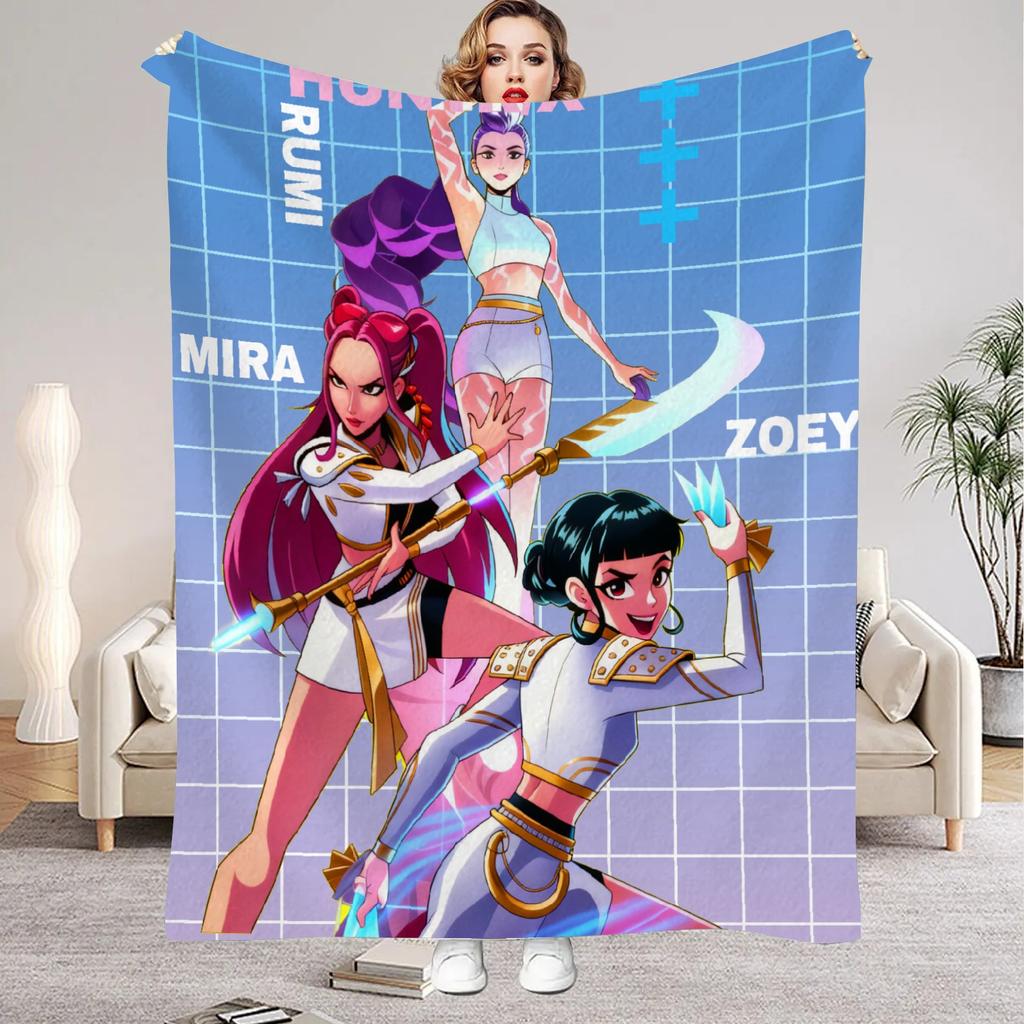 2026 KPOP Demon Hunters Flannel Blankets Living Room Bedroom Sofa Blankets Birthday Gifts For Girls Bedroom Soft Throw Blanket