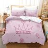 Princess Crown Bedding Sets for Girls Microfiber Duvet Cover Set Full Size ,Pink Butterfly Festival Comforter Cove Pillowcases