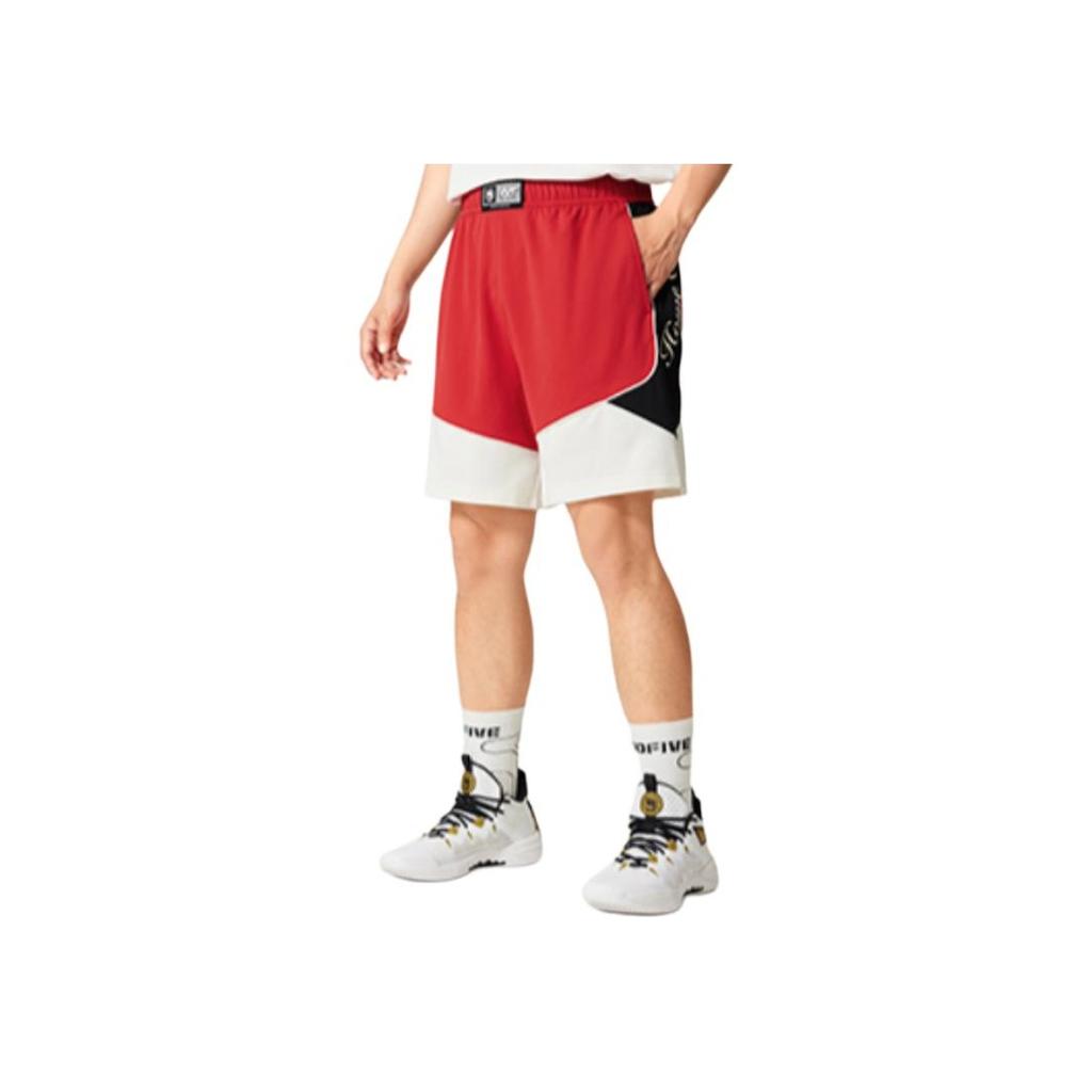 Li Ning Bad Five Quick-Dry Cool Loose Fashion Versatile Casual Basketball Game Shorts Men Shorts Honor-Red AAPV133-2
