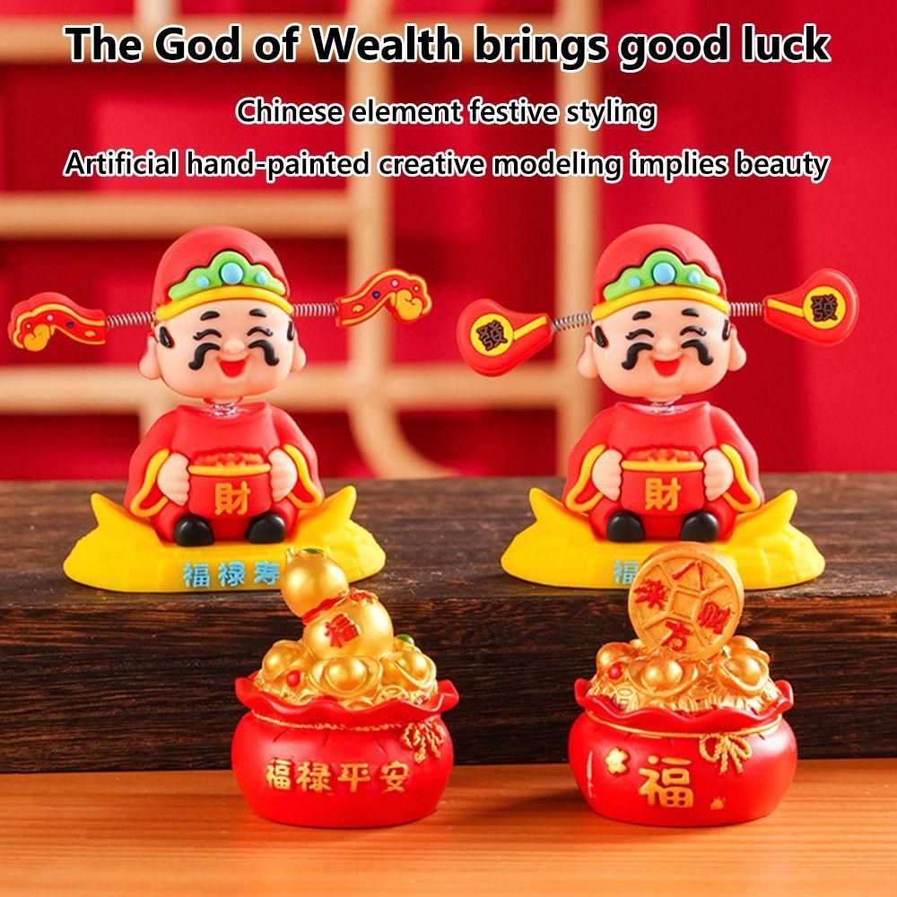 Mini God of Fortune Figurine Cartoon New Year Statue  Car Interior Decoration
