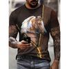 Daily Breathable Versatile Top Short Sleeve Men's Animal Print Comfort T-Shirt Casual T-Shirts Men’s