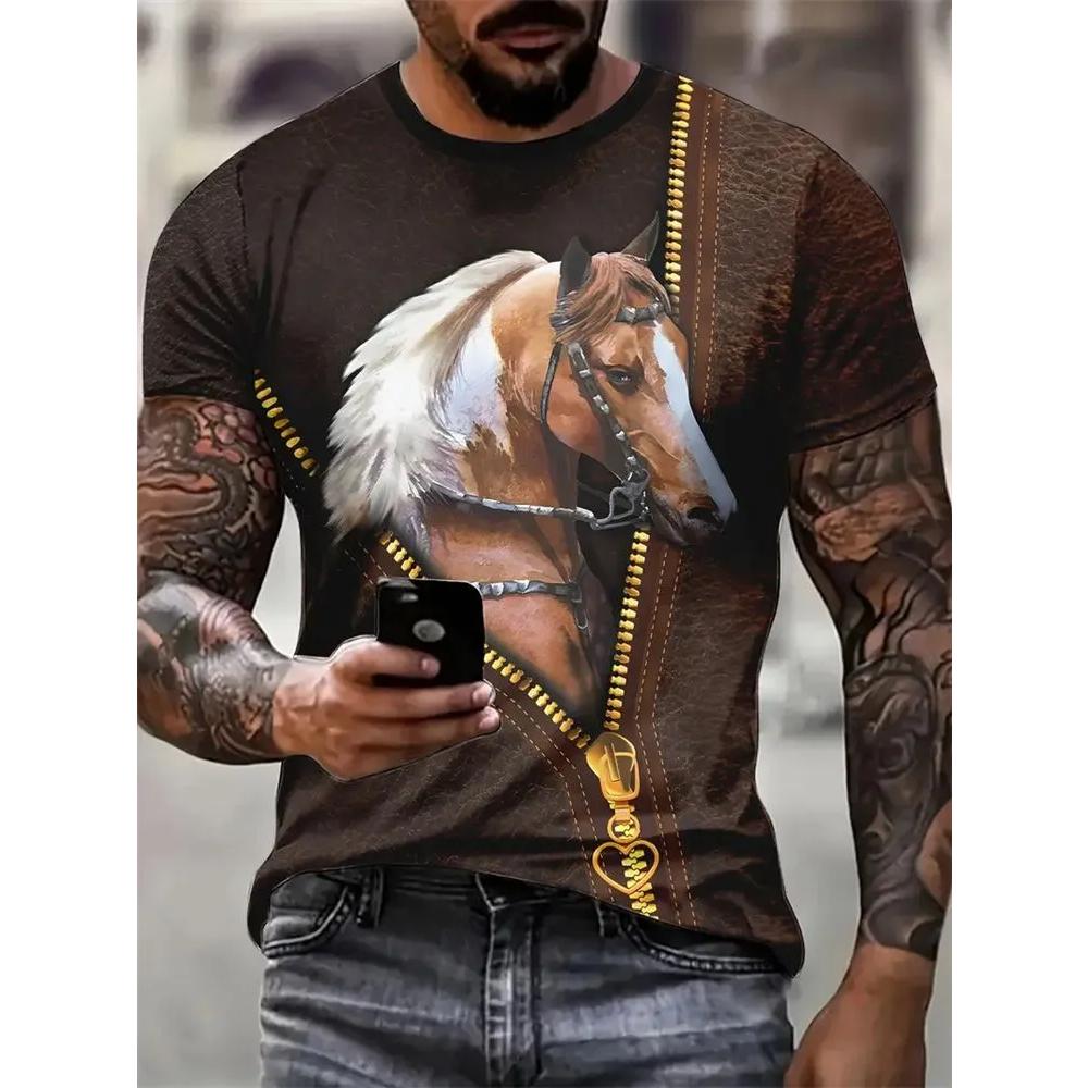 Daily Breathable Versatile Top Short Sleeve Men's Animal Print Comfort T-Shirt Casual T-Shirts Men’s