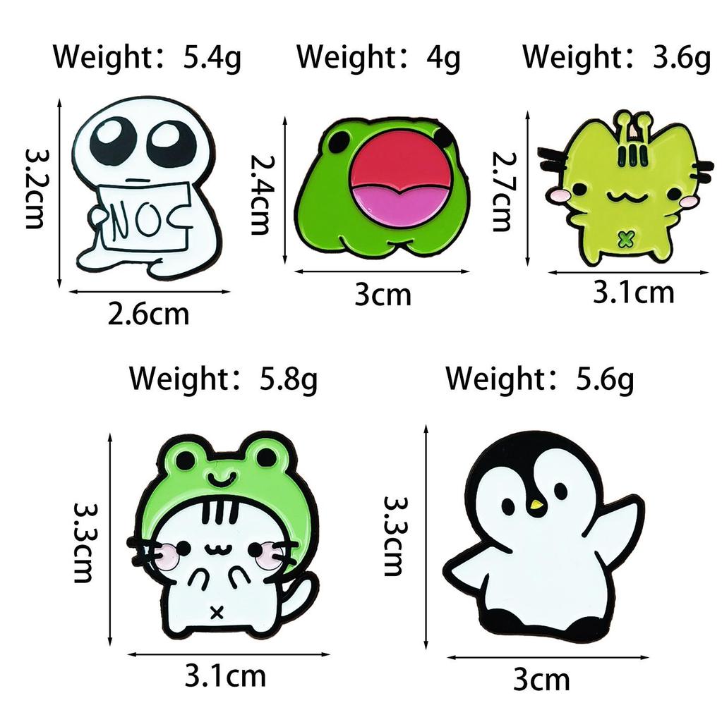 Alloy Animal Charms: Penguin & Frog Brooches for Kids' Backpacks