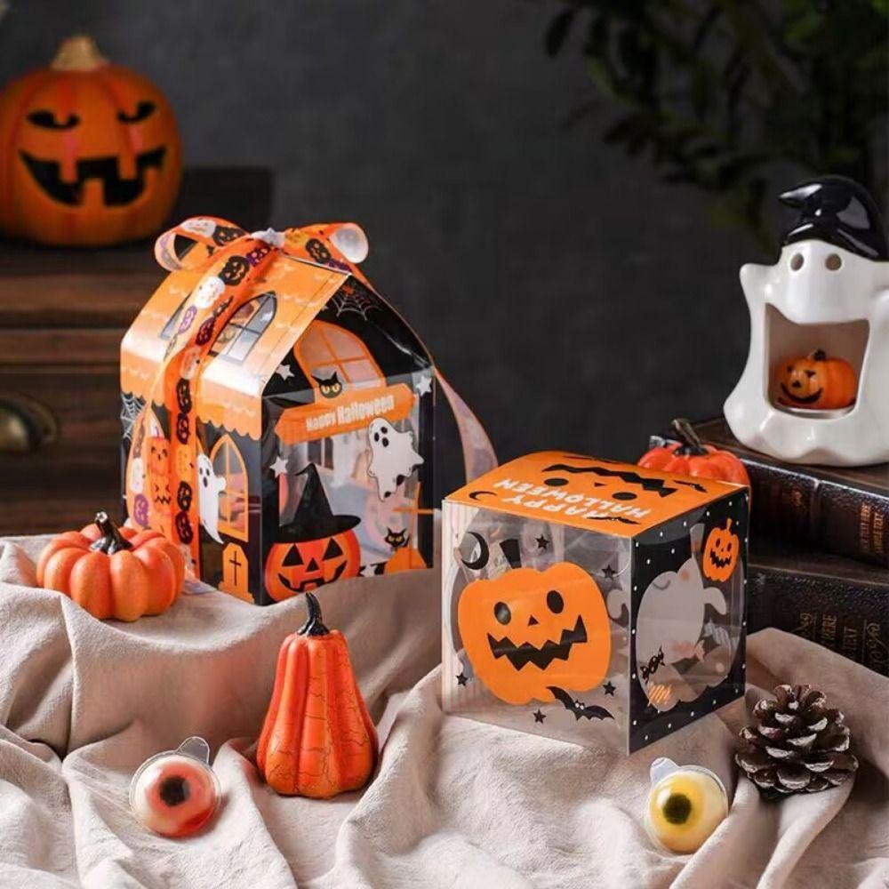 10Pcs Non Candy Snack Packaging Box Cartoon Ghost House Cookie Box  Themed Party Supplies