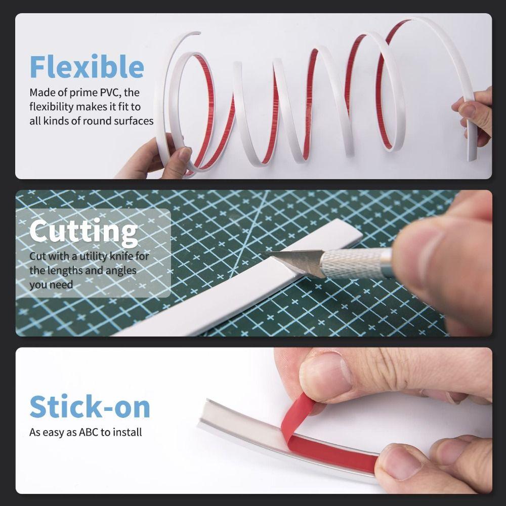 Peel and Stick Molding Trim Paintable Mirrior Frame Decor Wall Decoration Strip  Tile Edge