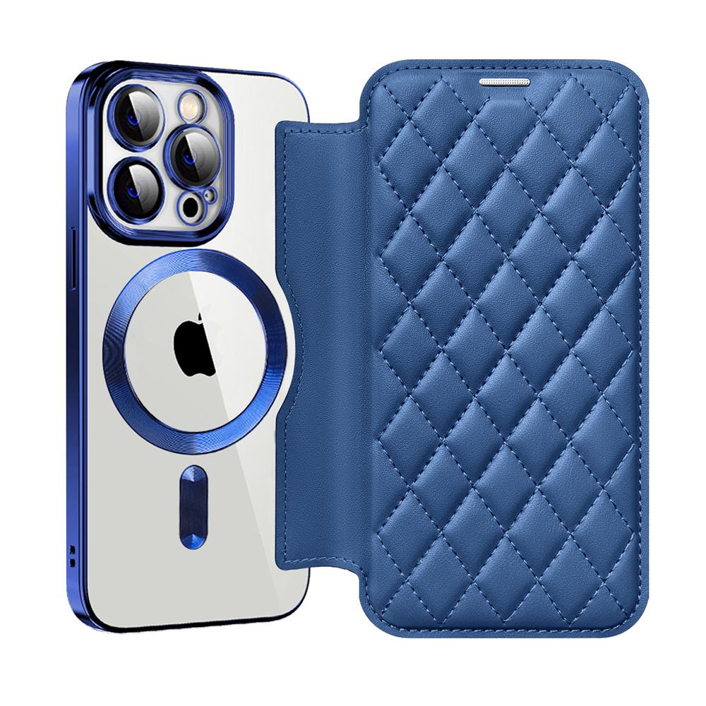 KEYSION Custodia Portafoglio a Libro in Pelle Placcata per iPhone 11 12 13 Pro Max Slot per Carte Ricarica Wireless Magnetica Cover Posteriore del Telefono