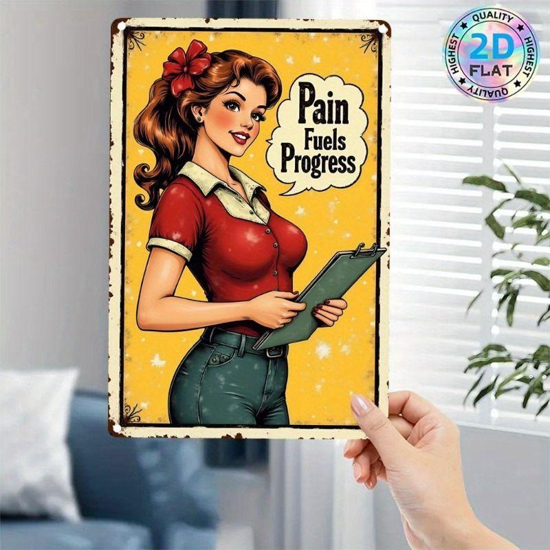 Gym Motivation Metal Tin Sign Fitness Weightlifting Dumbbell Wall Art Decor Home Gym Garage Man Cave Poster Painting