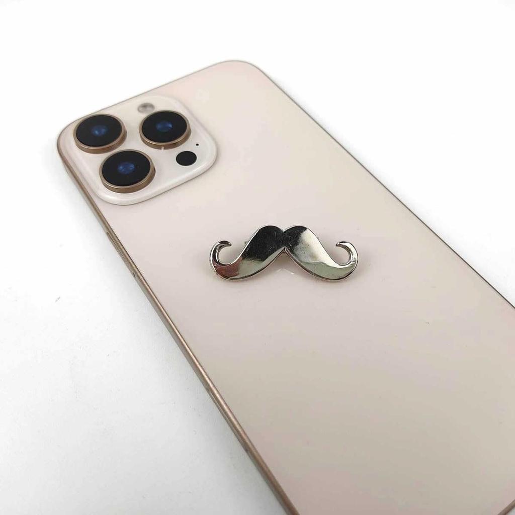 [F NODE] Beard Pin Brooch, Men's Stylish Baron Motif, Approx. 4cm, Fun and Unique (Silver)