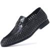 Light Luxury Men's Shoes 2025 Summer New Hand-woven Hollow Breathable Casual Leather Shoes Men's One-pedal Loafers