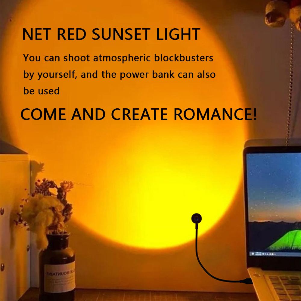 USB-Sonnenuntergangslampe Regenbogen-Nachtlicht Neonprojektor Pografiebeleuchtung Heimdekoration Café Wanddekor für Schlafzimmer Zuhause