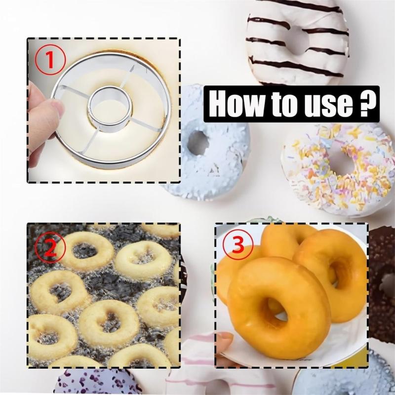 Set of 2 Commercial Stainless Steel Dessert Mold Cutters Baking Accessories Metal Texture Suitable for Baking Cookie