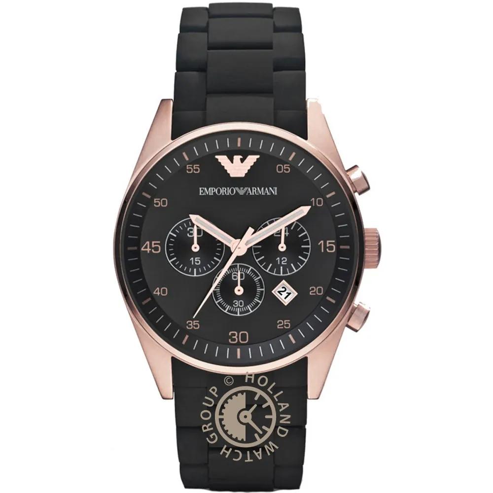 Emporio Armani Chrono Tazio Large Black Metal Men s Chronograph Quartz Watch AR5905 чёрный