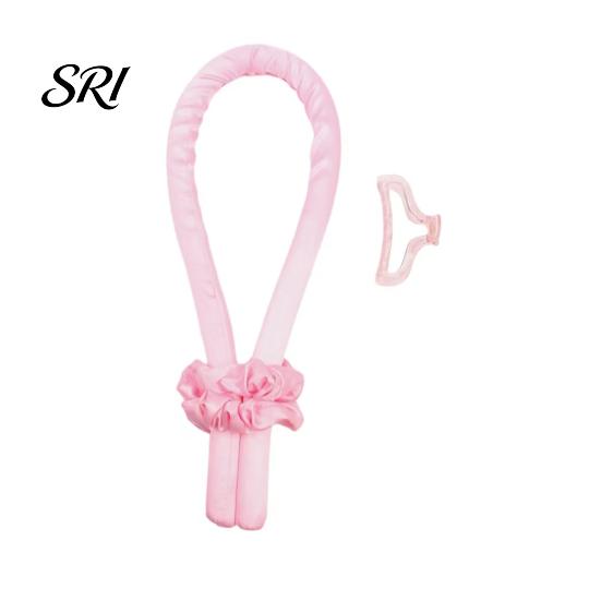 Lazy Curls Maker No Heat Hair Curling Rod Headband with 2 Scrunchies Claw Clip Overnight Sleeping Breathable Silk Ribbon Curler Women Long Roller
