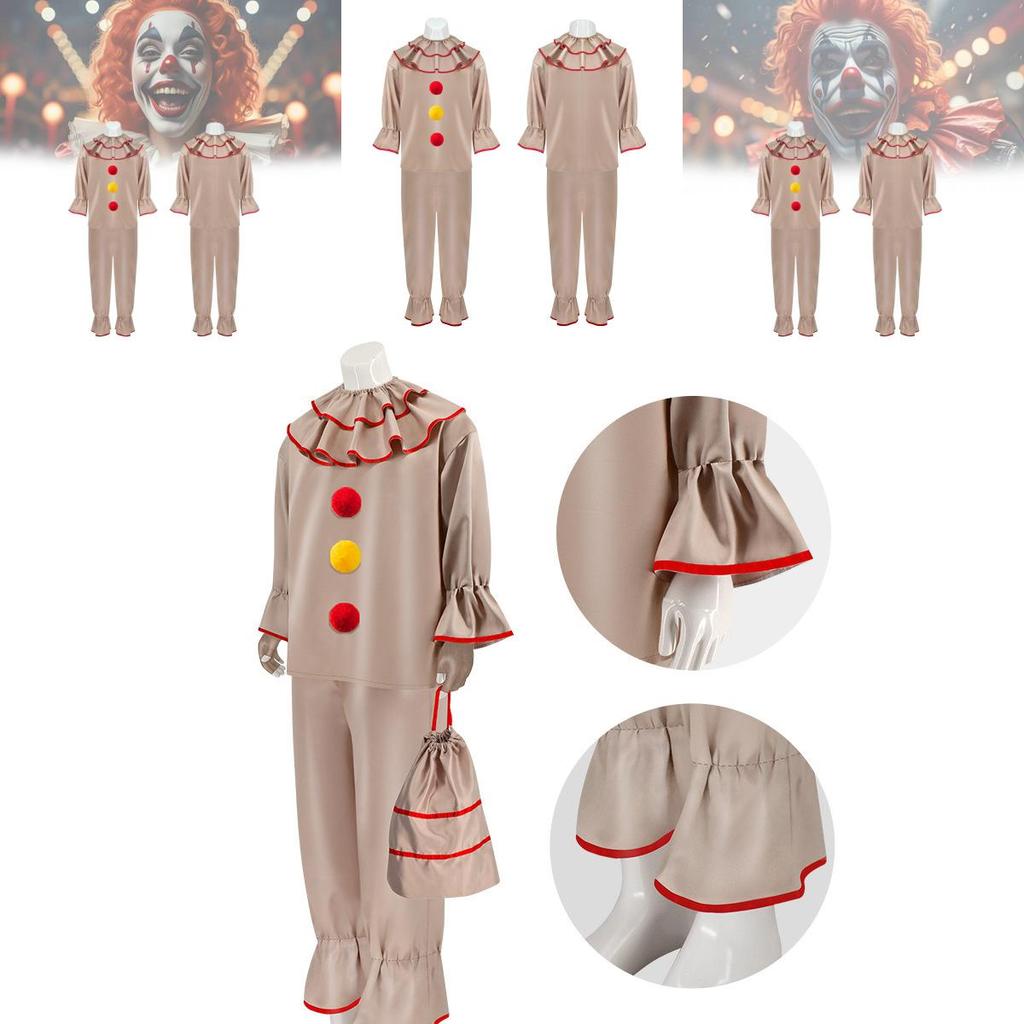 Twisted Clown Cosplay Costume For American Horror Story In Stylish Brown Fabric