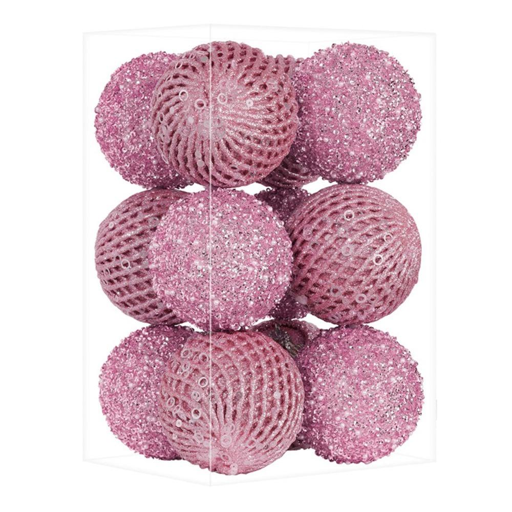 6/12pcs 8/10cm Festive Decorative Ball Glitter Christmas Tree Hanging Ornaments  Photographic Props