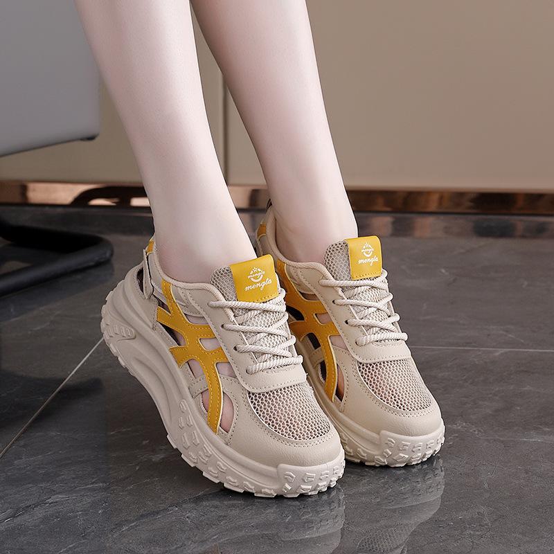 Summer new retro breathable dad sneakers women's mesh hollow platform sandals XMSH