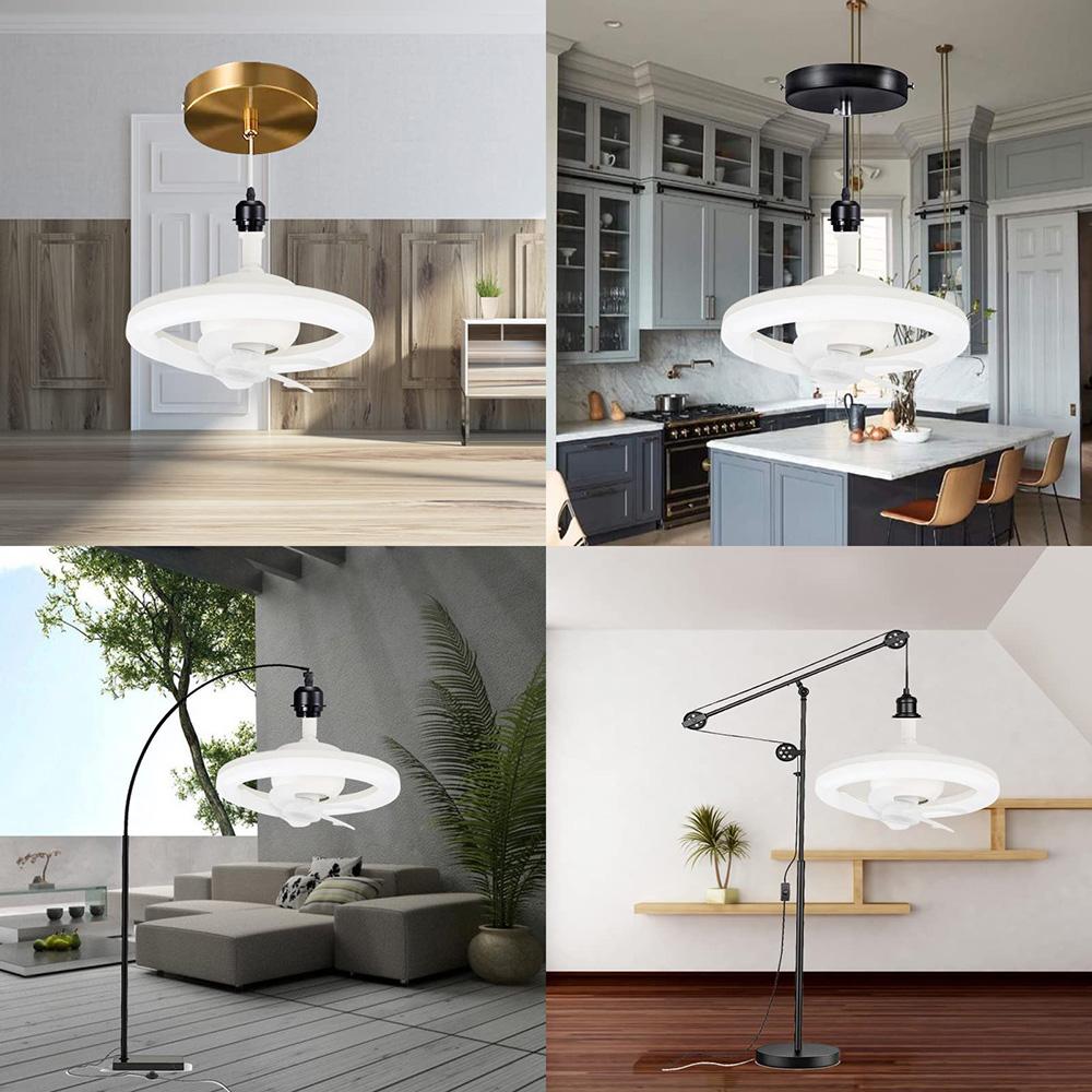 E27 Remote Ceiling Lighting 360° Shaking Head Suction Fan Light 48W/60W Bedroom Living Room Switch Control Ceiling Fan Light