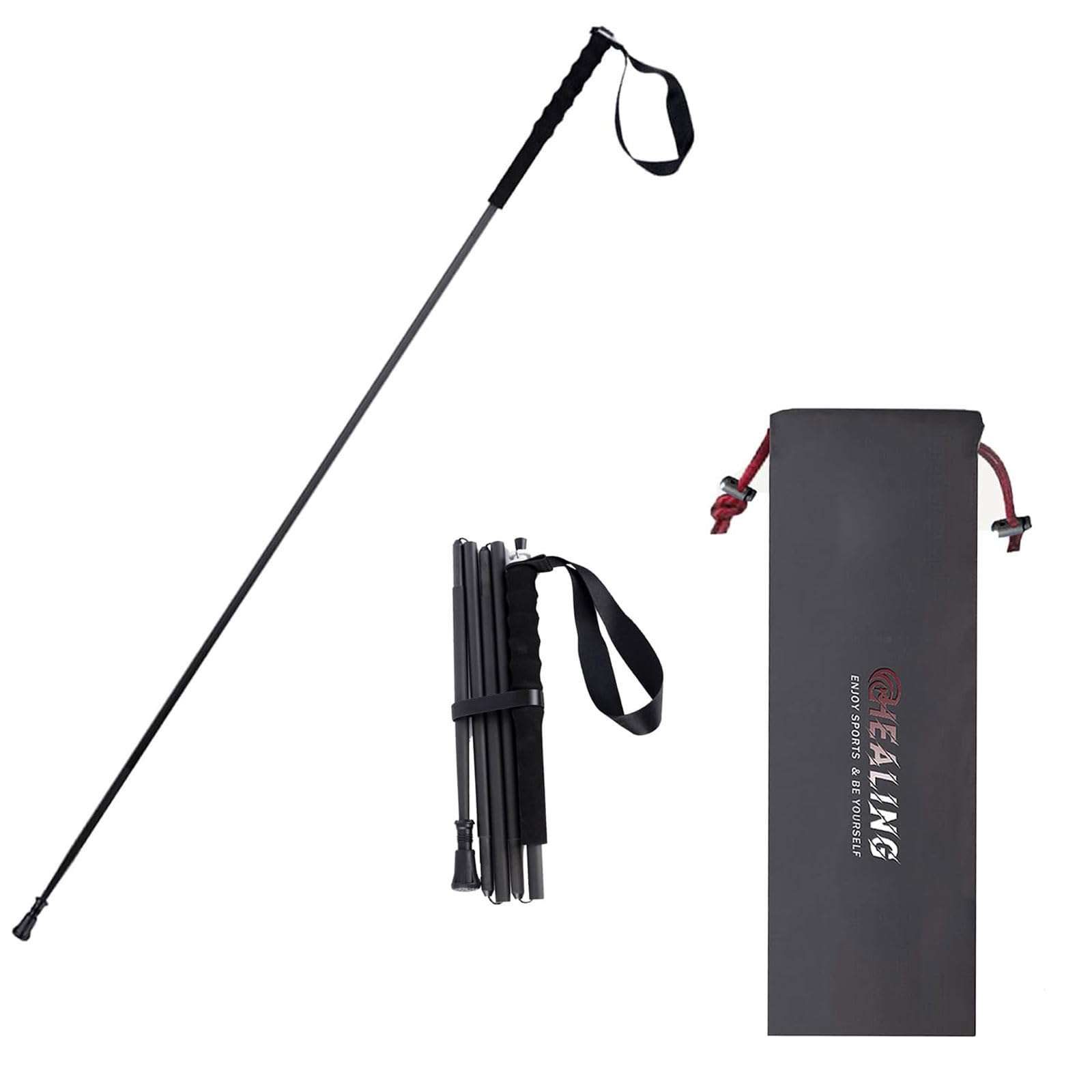 

Carbon Trekking Poles, 1-Piece Set [Ultra-lightweight 115g/125g/130g] Folding Trekking Poles, 5 Sections, 110/120/130 cm, Non-slip, Compact, for Hikin