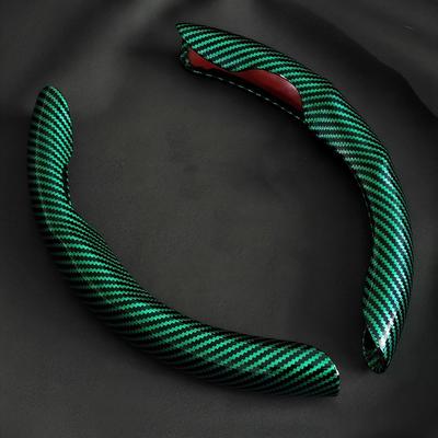 2 Pcs Laser Carbon Fiber Car Steering Wheel Cover 38cm Non-slip Card Cover Auto Steering Wheel Handle Booster Protective Cover
