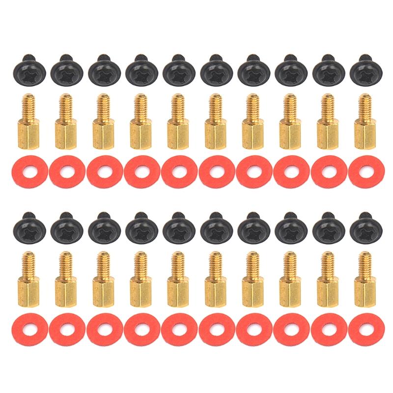 20Pcs PC Case Fans 6.5mm 6-32-M3 Motherboard Riser+20Pcs Screws + 20Pcs Washers Gasket Brass Standoff