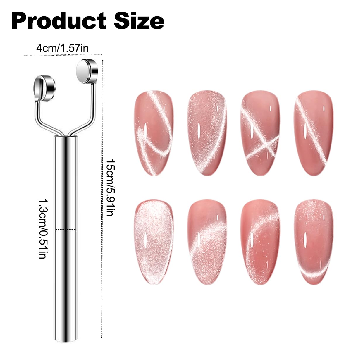 

3 IN 1 Cat Eye Magnet for Nails,Y-Shaped Double Head Nail Magnetic Wand,Cat Eye Gel Polish Nail Art Design Tools Multifunctional Powerful Force