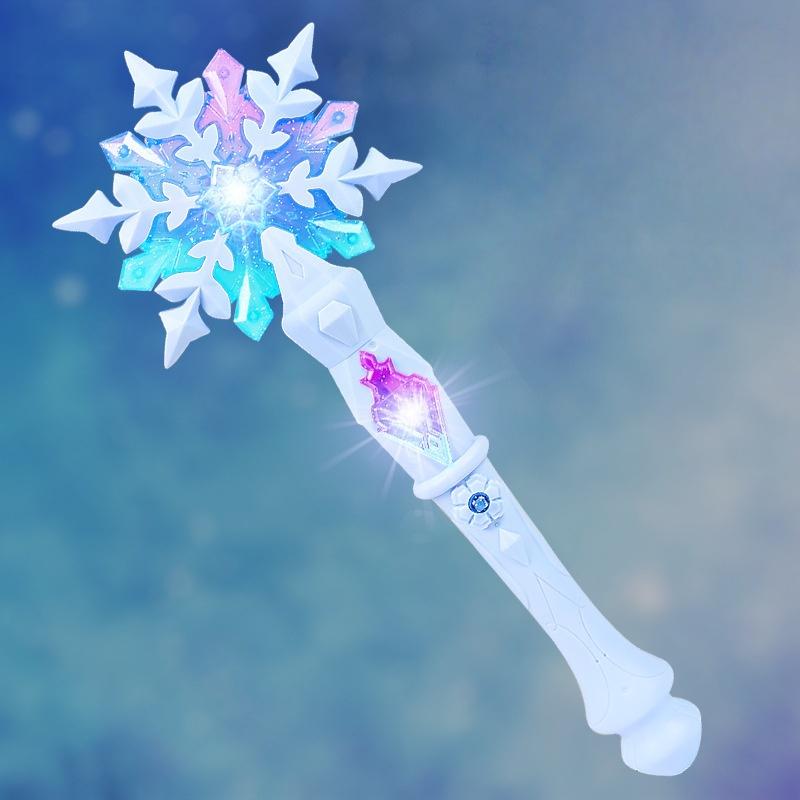 1Set Snowflake Light Sound Sticks Kid Cosplay Props Princess Wand Toy Fairy Girls Glowing Wands Christmas Halloween Children Toy