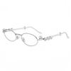 Elegant Metal Frame Oval Glasses with Sparkling Rhinestone Decorated Plano Glasses