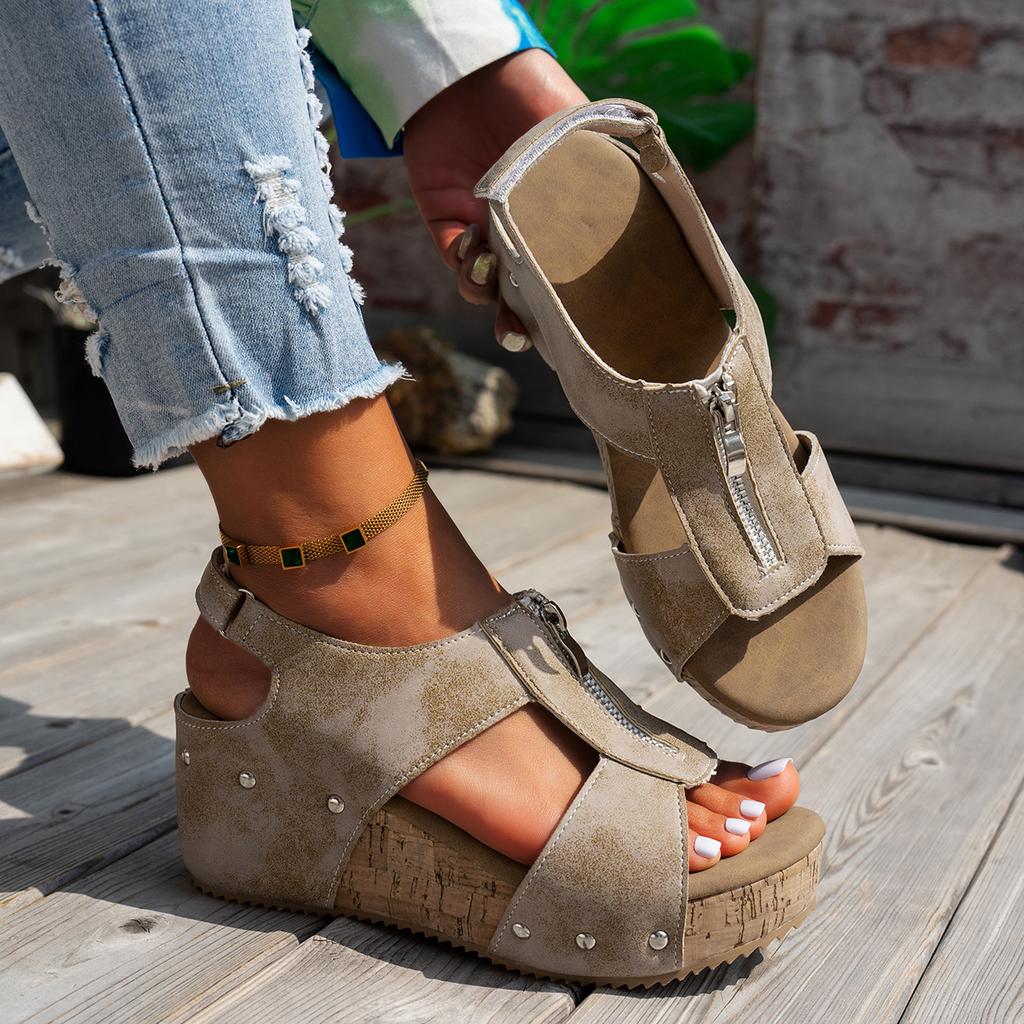 Neue Damen-Plateau-Keilabsatzschuhe mit Retro-Stil, Sommersandalen für Damen
