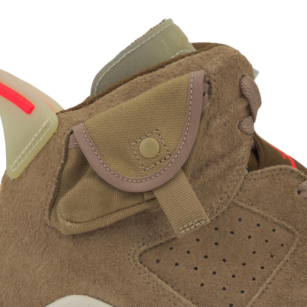 Travis Scott X Air Jordan 6 Retro British Khaki Unisex Sneakers Tan Sail Bright-Crimson DH0690-200