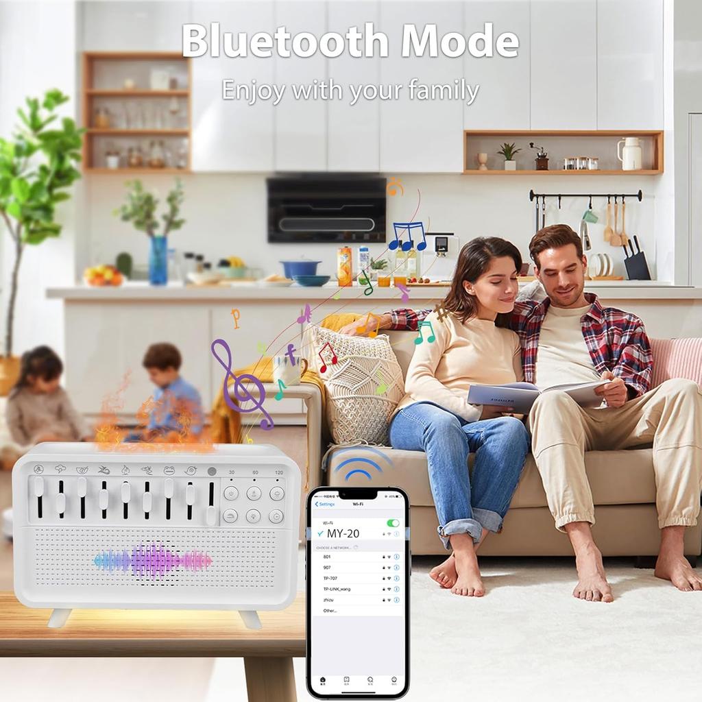 LED White Noise Speaker with 8 Nature Sound Portable BT Speaker Auto-Off Aroma Diffuser Sleep Aid Night Light Humidifier Machine
