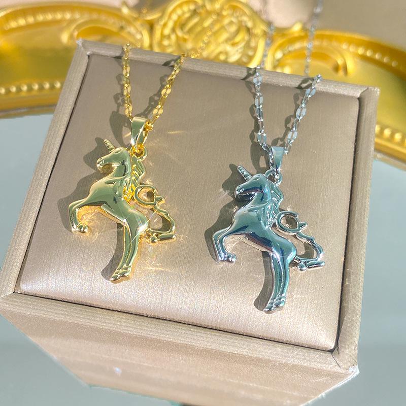 Elegant Luxury Unicorn Pendant Zodiac Necklace for Women