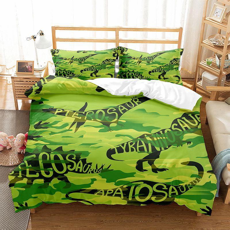 Dinosaur Duvet Cover Set Kids Bedding Set Full/Queen Size 3D Cartoon Animal Duvet Cover for Boys Girl Children Color Quilt Cover