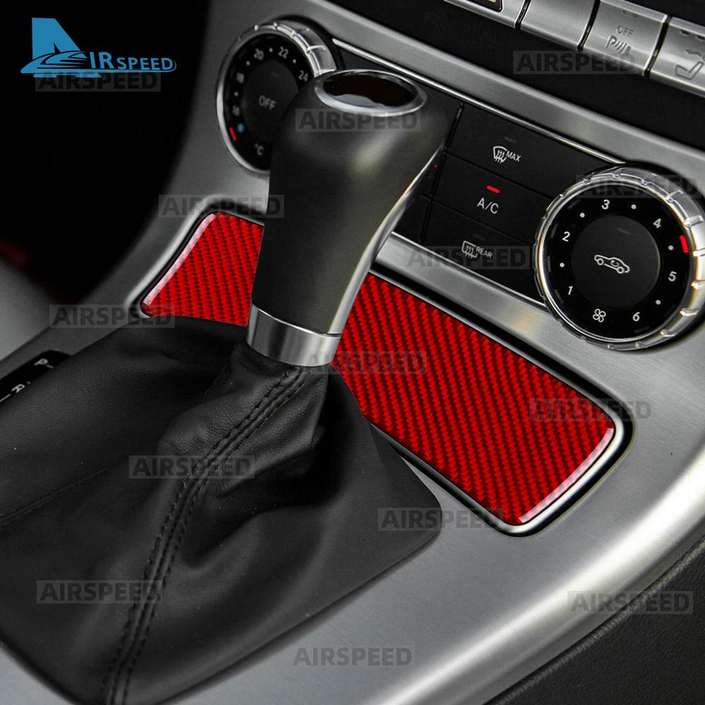 Real Soft Carbon Fiber Trim Sticker For Mercedes Benz SLK R172 2011 2012 2013 2014 2015 2016 Car Gear Ashtray Panel Accessories