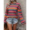 Damen S Locker Mode Langarm Strickoberteil Rundhalsausschnitt Geometrisches Muster
