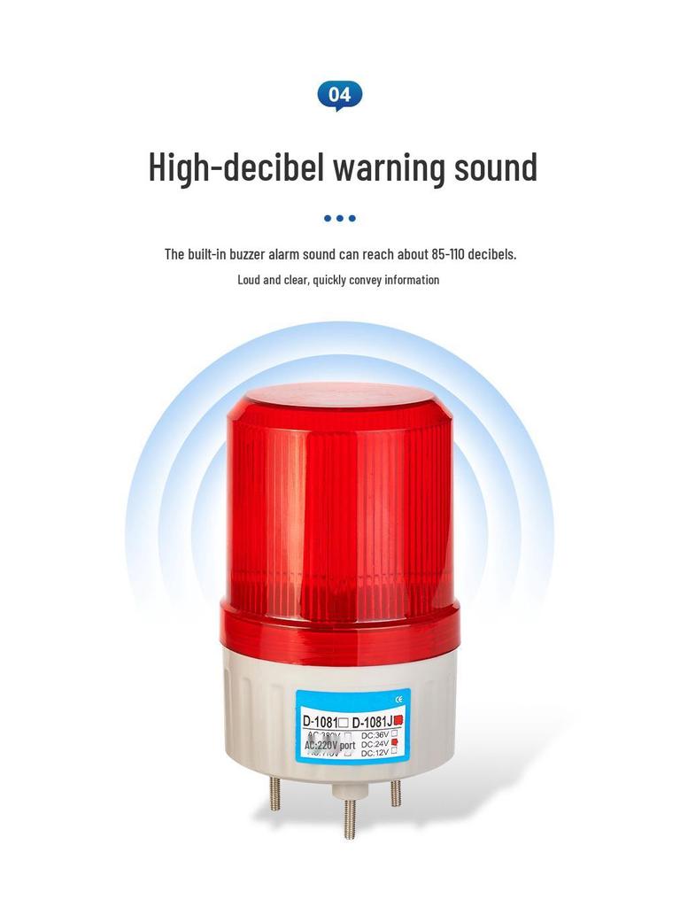 D-1081 LED Rotating Strobe Light: Sound & Light Alarm with Flashing Message