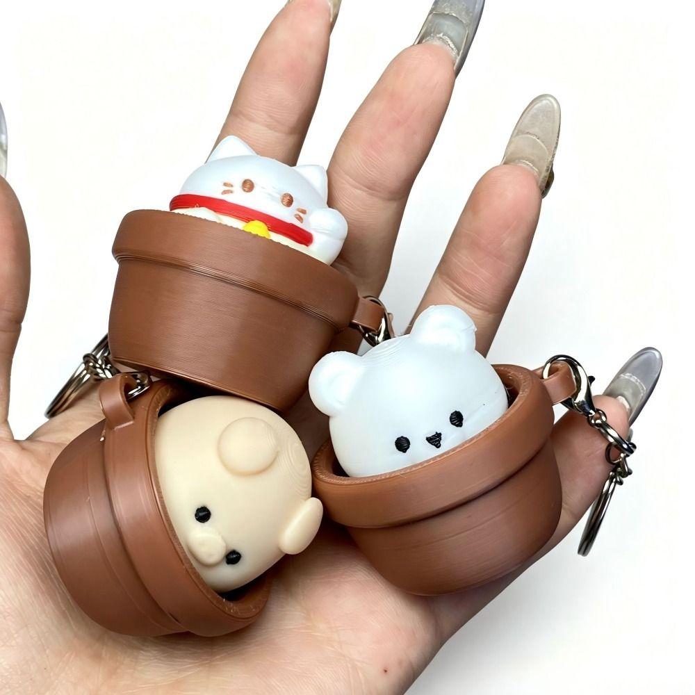 3D-gedruckter Fidget Clicker Schlüsselanhänger Knopfdrücker Tastatur Fidgets Schlüsselanhänger Cartoon-Tiere