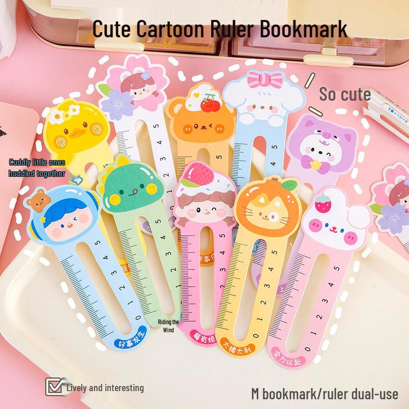 Cartoon Ruler Bookmark - Cute Stationery Gift for Elementary Students