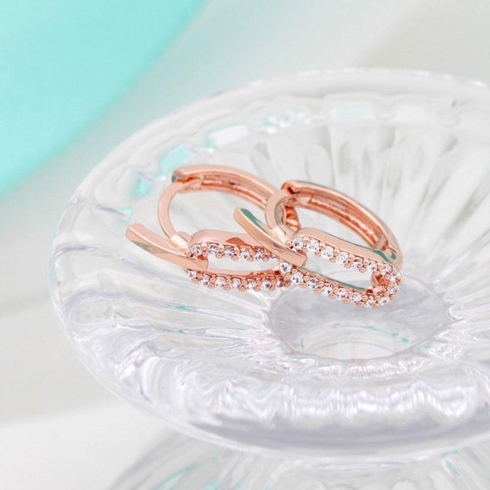 [] 14K Gold Filled Pin Earrings Carat Women's Fashion Daily Simple Cubic One-Touch Earrings