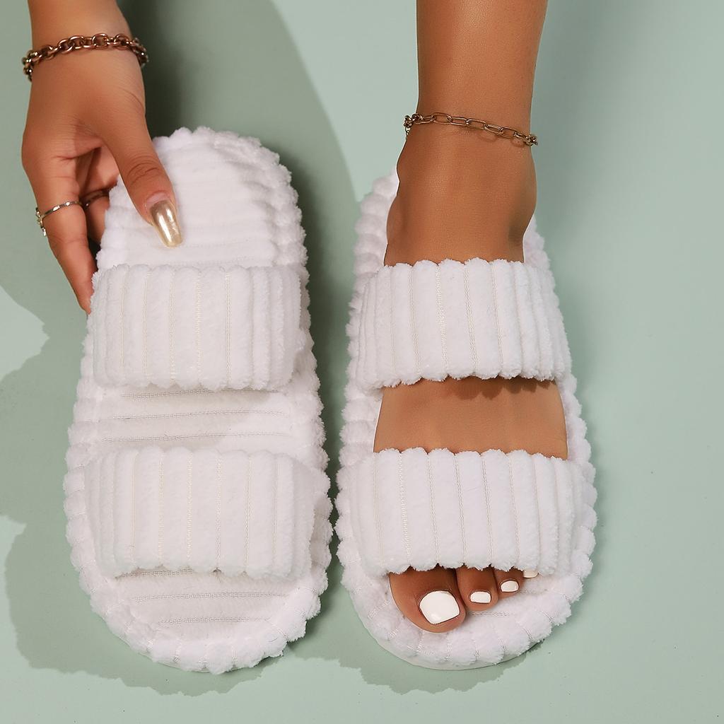 Damen Offene Zehen Plüsch Schwangerschafts Hausschuhe, Dicke Sohle Warme Indoor Outdoor Baumwollschuhe für Alle Jahreszeiten Herbst Winter