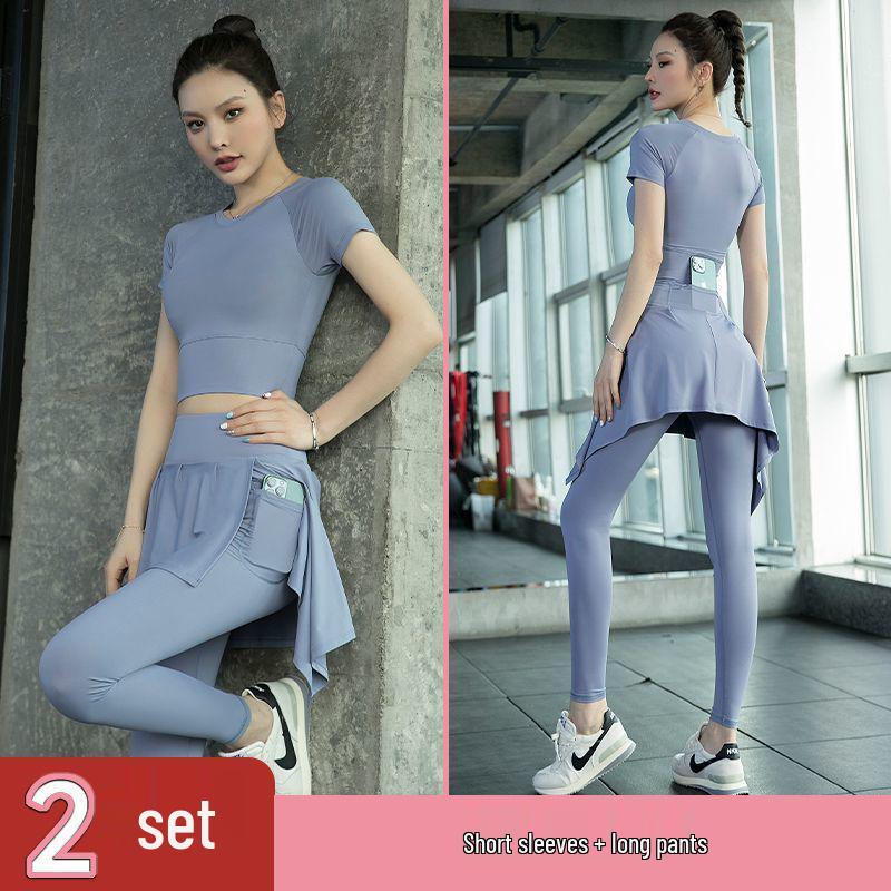 Plus Size Women's Quick Dry Short Sleeve Yoga Set - High-End Feel for Spring/Summer Fitness & Morning Runs