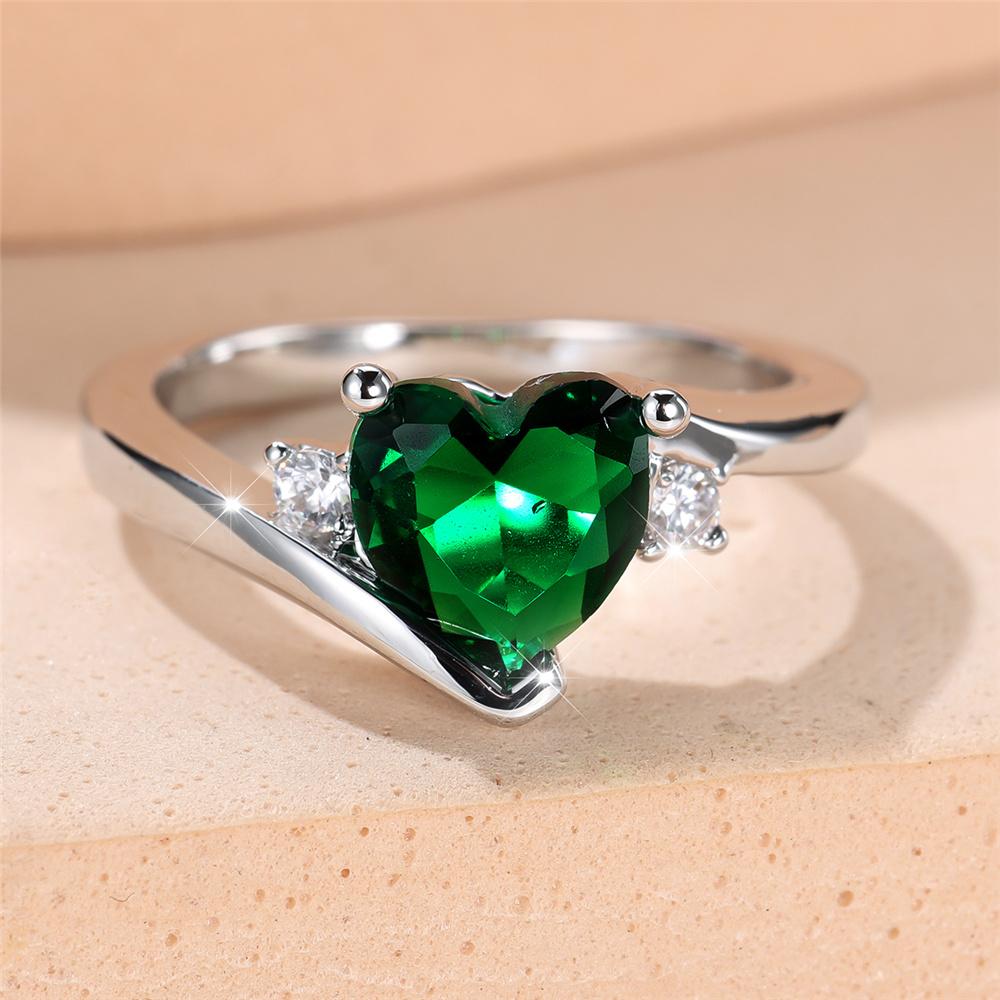 Trendy Red Purple White Zircon Love Heart Vintage CopperColor Wedding Bands Engagement Rings For Women Jewelry