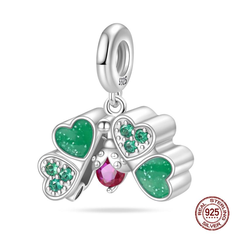 Copper Tree Of Life Four-Leaf Clover Green Series Charms Beads Fit Qikaola Original Bracelet Diy Jewelry Making